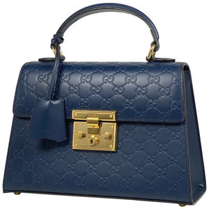 Gucci Guccisima Handbag 2way Shoulder Bag Shima Leather Navy